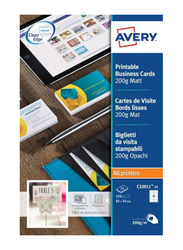 Avery C32011-10 Superior Business Cards, 200 GSM, 85 x 54mm, 10 Cards Per Sheet, 10 Sheets Per Pack, Matt White