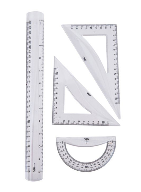 Deli 512 Plastic Ruler, 4 Pieces, 400mm, Clear