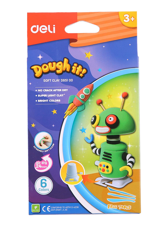 Deli ED85100 Soft Clay, 6 Pieces, Multicolor