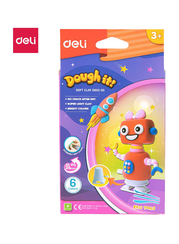 

Deli Soft Clay with Free Tools, 6 Pieces, Multicolor