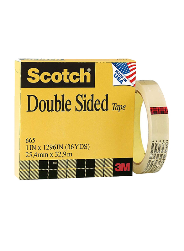

3M Scotch 665 Double Sided Tape, 25.4mm x 36Yards, Clear