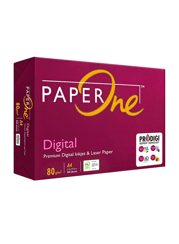 PaperOne Digital P1D 80GSM Printing/Photo Copy Paper, 500 Pages, A4 Size, White