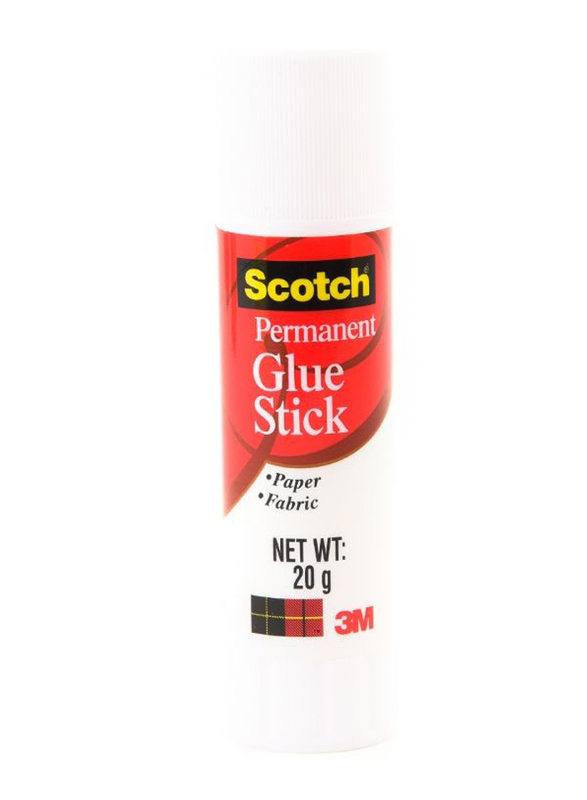 3M Scotch 6020-12D Permanent White Glue Stick, 20gm, White