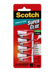 3M Scotch AD119 Small Tubes for Single Use Super Glue Gel, 4 Tubes x 0.48gm