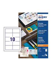 Avery C32011-25 Superior Business Cards, 200 GSM, 85 x 54mm, 10 Cards Per Sheet, 25 Sheets Per Pack, Matt White