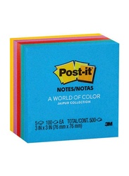 3M Post-it 654-5UC Ultra Colors Sticky Notes, 76 x 76mm, 5 x 100 Sheets, Multicolor