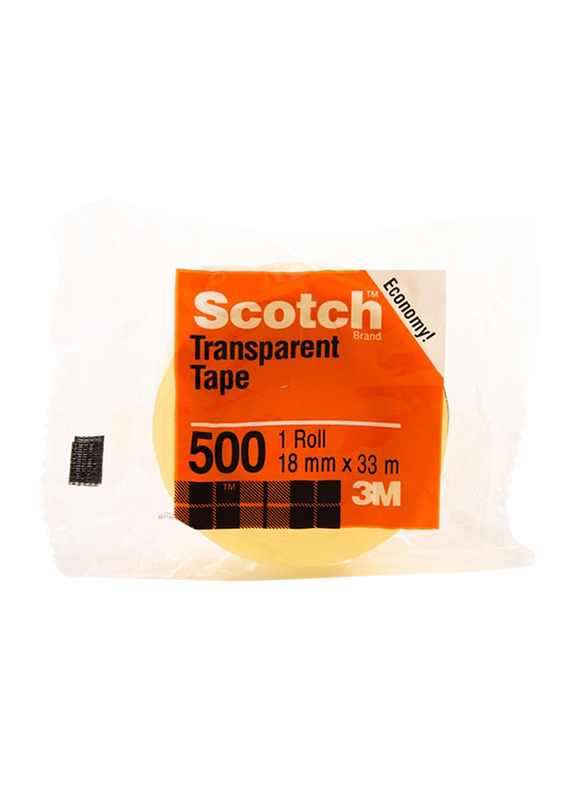 3M Scotch 500-3436C Utility Tape, 19mm x 33 meters, Clear