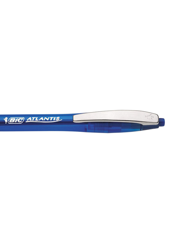 BIC Atlantis Soft Retractable Medium Point Ball Pen, Blue