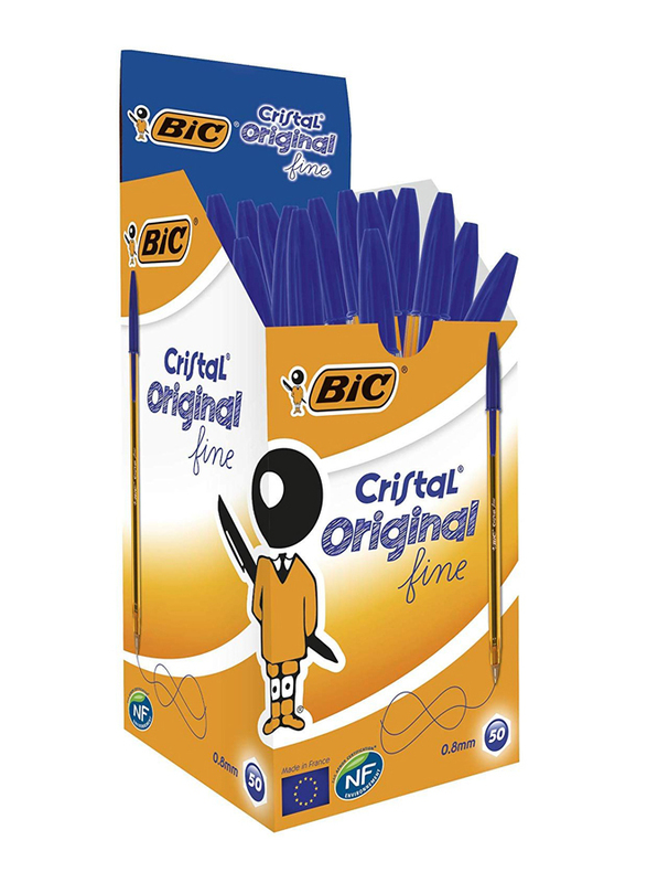 BIC Cristal Original Fine Point 0.8mm Ball Pen Set, Blue