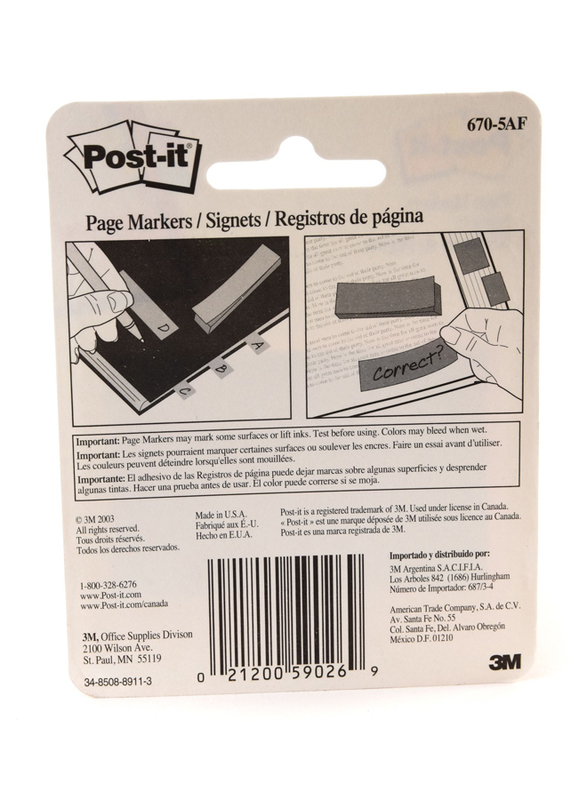 3M Post-It 670-5AF Fluorescent Colors Page Marker, 1.27 x 4.44cm, 5 x 50 Sheets, Multicolor