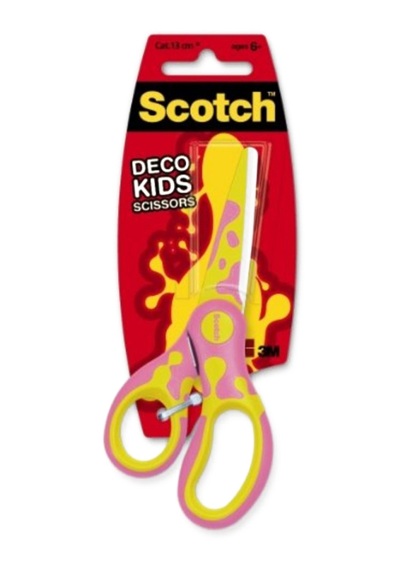 3M Scotch 1641 13cm Kids Deco Scissors, Pink/Yellow