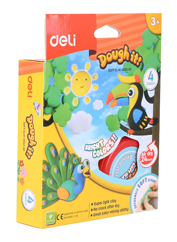 Deli ED85000 Soft Clay, 4 Pieces, Multicolor