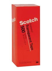 3M Scotch 500-3436Y Utility Tape, 18mm x 36Yards, 8 Rolls, Clear