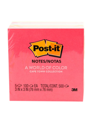 3M Post-it 654 Neon Color Sticky Notes, 76 x 76mm, 5 x 100 Sheets, Multicolor