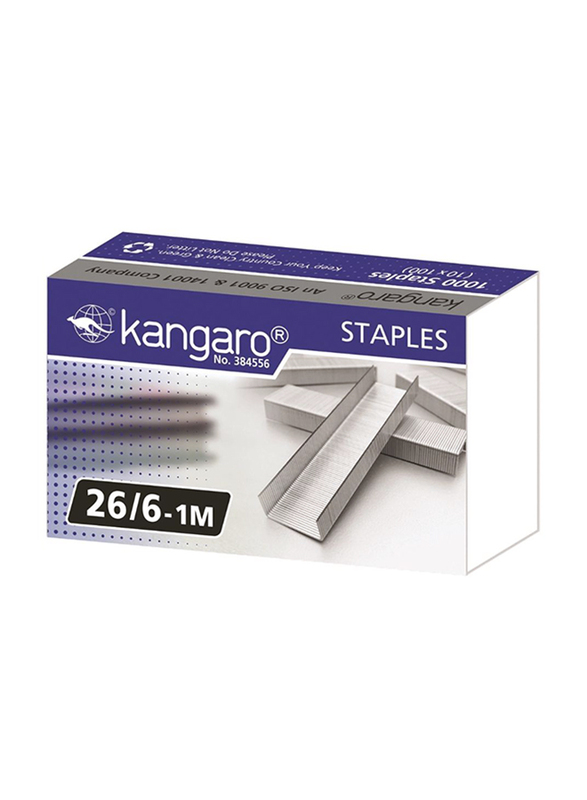 

Kangaro Stapler Pin No. 26/6 1M, 1000 Pieces, Silver