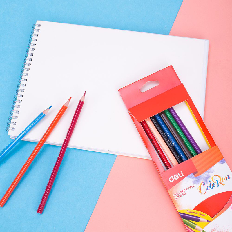 Deli EC00300 Color Pencil, 12 Pieces, Multicolor