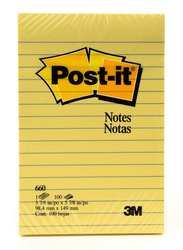 3M Post-it 660 Lined Sticky Notes, 98.4 x 149mm, 100 Sheets, Yellow