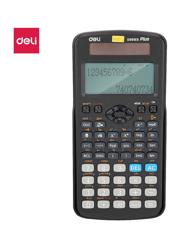 Deli ED991ES 10 + 2 Digits 417F Scientific Calculator, Black