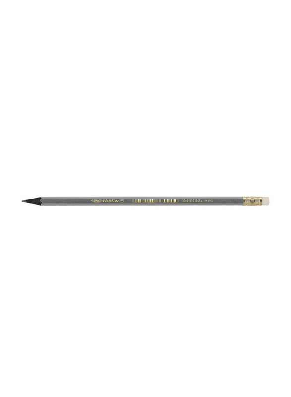 BIC Evolution Original Hb Pencil Set with Eraser End, 12 Pieces, Black