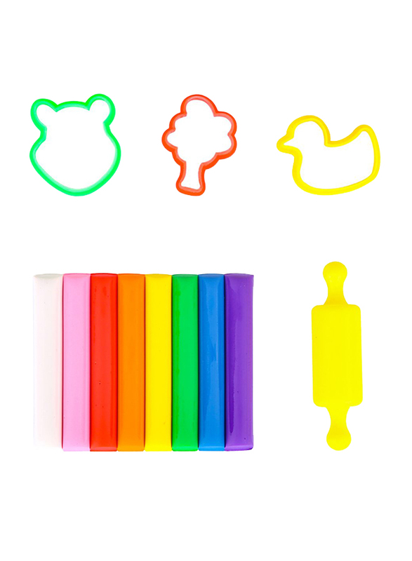 Deli D75021 Plasticine Clay, 8 Pieces, 100 grams, Multicolor