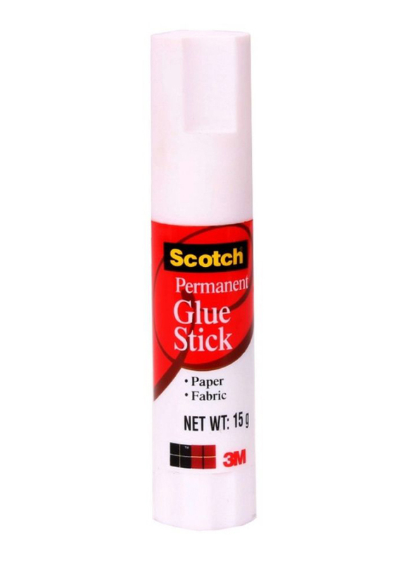3M Scotch 6015-20D Permanent White Glue Stick, 15gm, White
