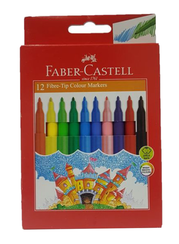 Faber-Castell FC155412 Fibre Tip Sketch Pens, 12 Pieces, Multicolor