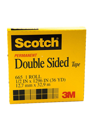 3M Scotch 665-1236 Double Sided Tape, 12.7mm x 32.9 meters, Yellow