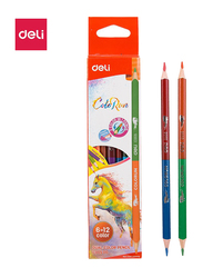 Deli EC00500 Dual Color Pencil, 12 Pieces, Multicolor