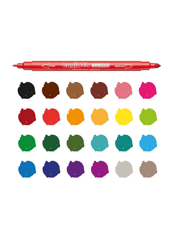 Carioca Birello Box Felt Tip Colored Pen Set, 24 Piece, Multicolour