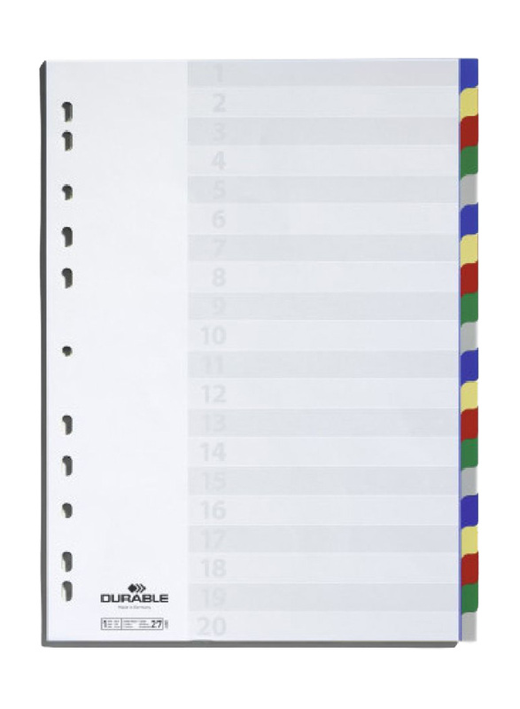 

Durable 6758-27 Index Set with Colored Tabs, A4 Size, 20 Divisions, White