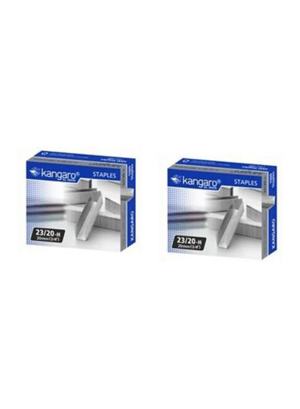 Kangaro 23/20-H Gun Staple Pins, 20mm, 1000 Pieces, Silver
