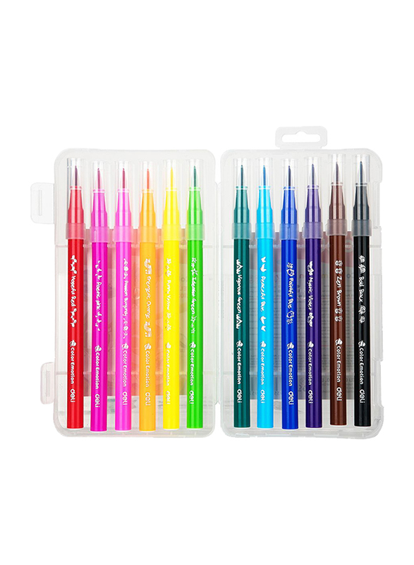 Deli EC10304 Color Sketch Pen with PVC Box, 12 Pieces, Multicolor