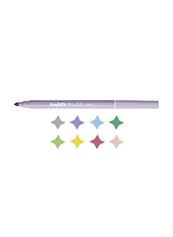 Carioca Pastel Plastic Box Felt Tip Colored Pen Set, 8 Piece, Multicolour