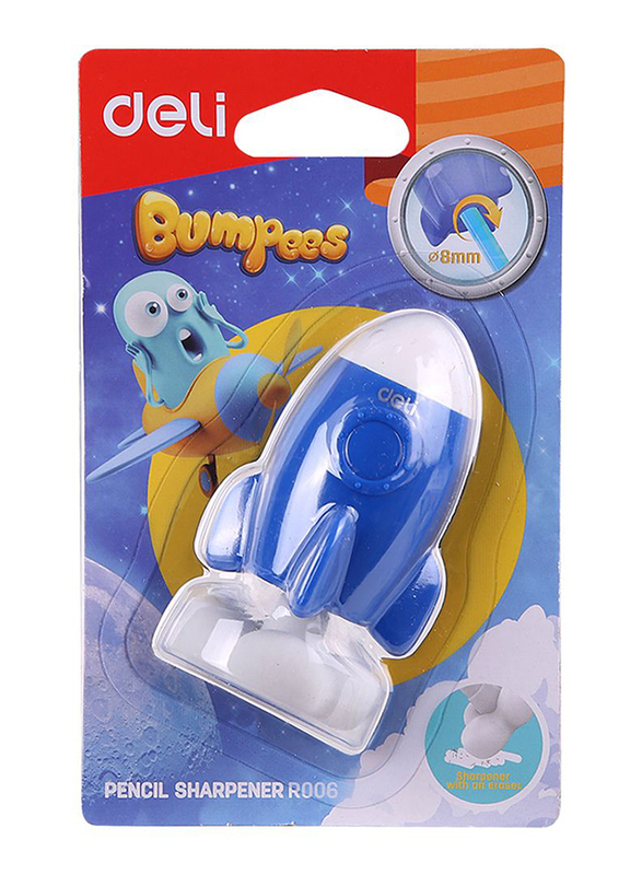 Deli ER00601 Bumpers Pencil Sharpener, 8mm, Multicolor