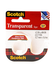 3M Scotch 144 Transparent Tape with Dispenser, Red/White
