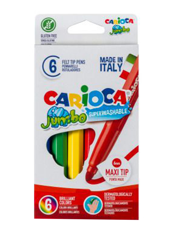 Carioca Jumbo Box Felt Tip Colored Pen Set, 6 Piece, Multicolour