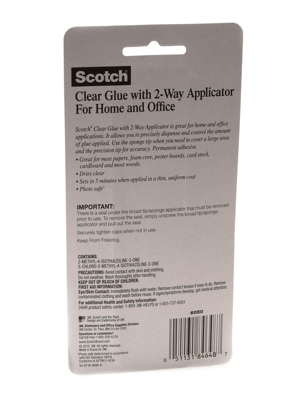 3M Scotch 6050 Clear Glue with 2Way Applicator, 47ml, Clear
