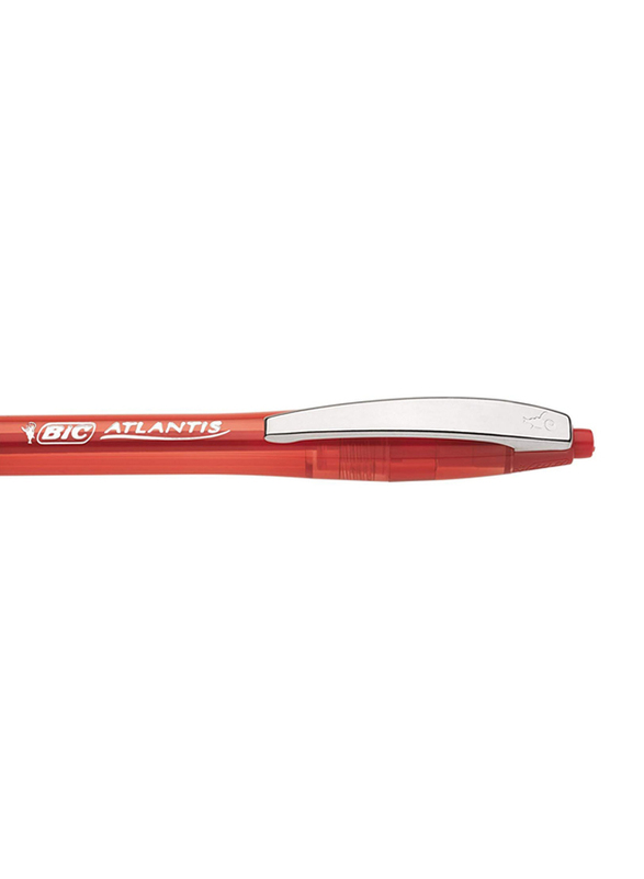 BIC Atlantis Soft Retractable Medium Point Ball Pen, Red