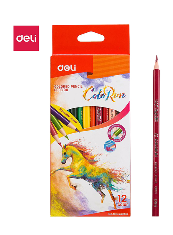 Deli EC00300 Color Pencil, 12 Pieces, Multicolor
