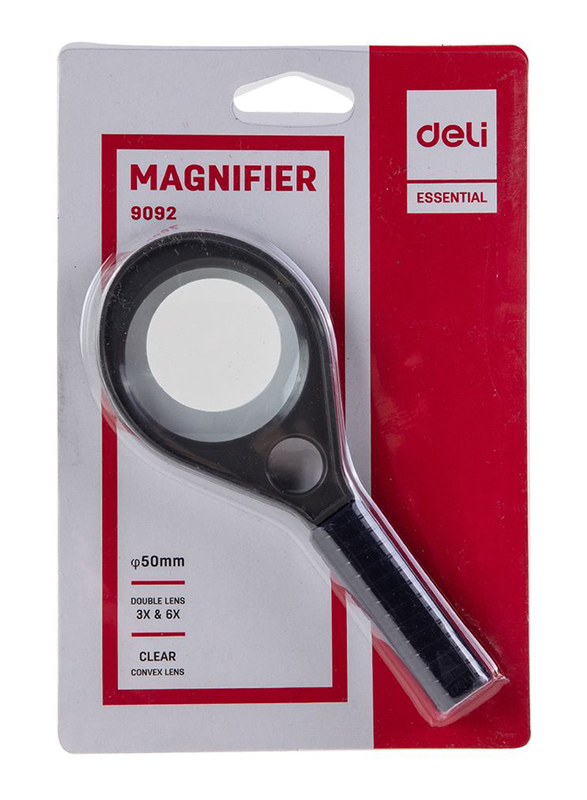 Deli E9092 50mm Lens Magnifying Glass, 1 Piece, Black
