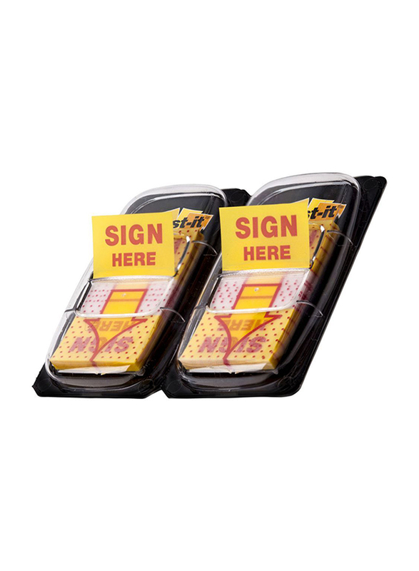 3M Post-It 680-Sh2 Sign Here Tape Flag, 25.4 x 43.2mm, 2 x 50 Sheets, Multicolor