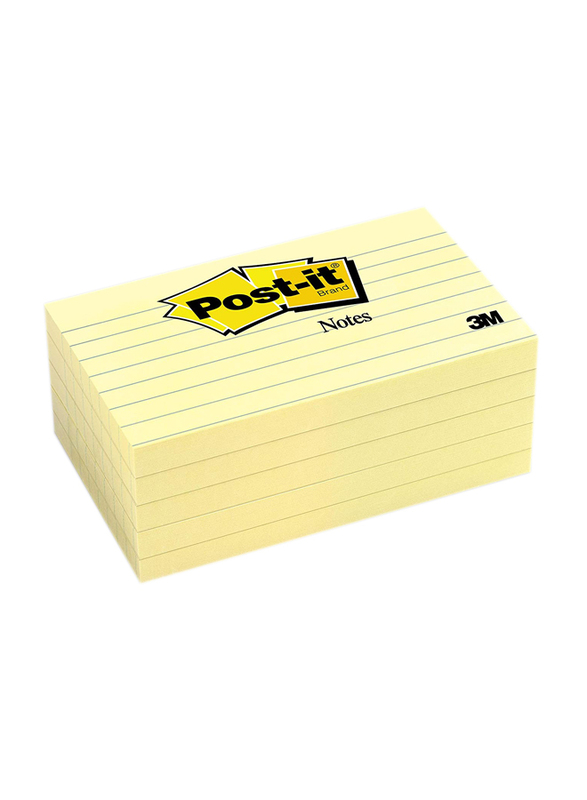 3M Post-it 635 Lined Sticky Notes, 76.2 x 127mm, 100 Sheets, Yellow