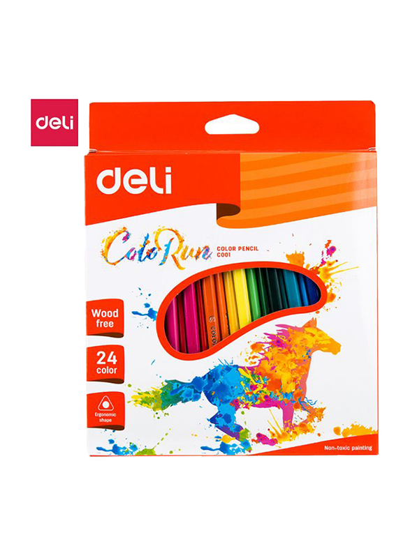 Deli EC00120 Plastic Color Pencil, 24 Pieces, Multicolor