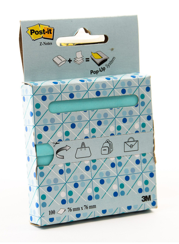 3M R330-Otg Z Notes On The Go Pop Up Sticky Notes, 76 x 76mm, 100 Cards, Multicolor