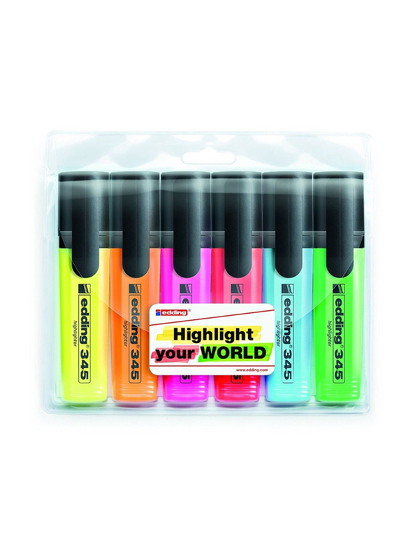 

Edding E-345/4 S Highlighters, 6 Pieces, Yellow/Orange/Green/Blue/Pink/Red