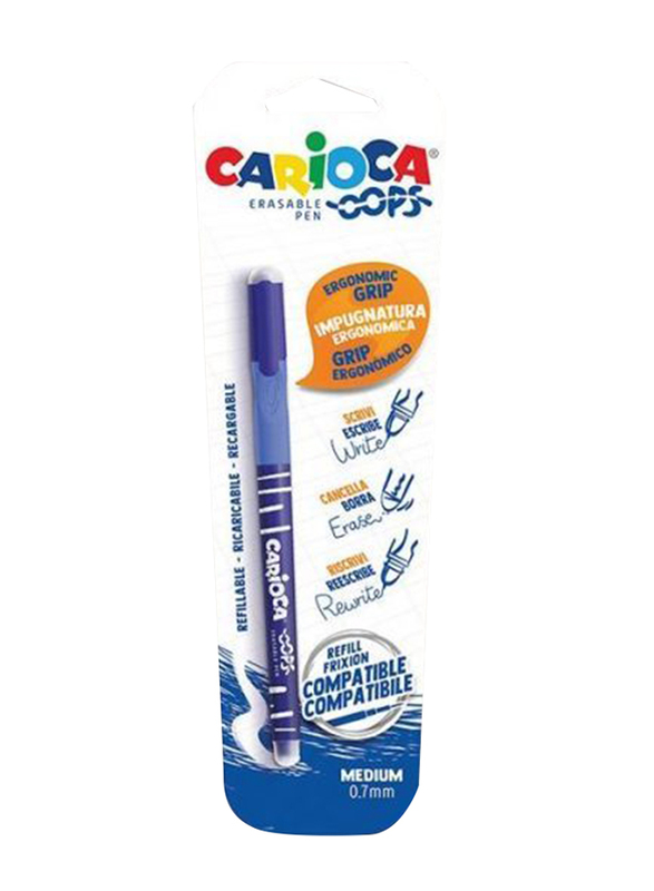 Carioca Oops Blister Erasable Pen, Blue