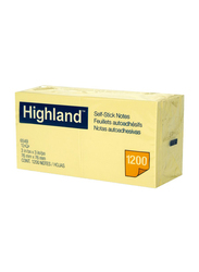 3M Highland 6549 Self-Stick Notes, 76 x 76mm, 12 x 100 Sheets, Yellow