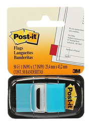 3M Post-It 680-23 Tape Flags, 25.4 x 43.18mm, 50 Sheets, Bright Blue