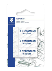 Staedtler Rasoplast 526 B3 BK3D Eraser Set, 1 x Rasolplast Combi Eraser, 2 x Rasoplast Eraser, White
