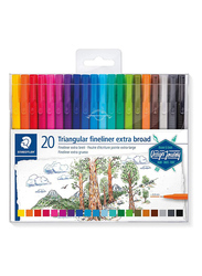 Staedtler Triangular Fineliner 338 TB20-CST Broadliner Pens, 20-Pieces, Multicolor